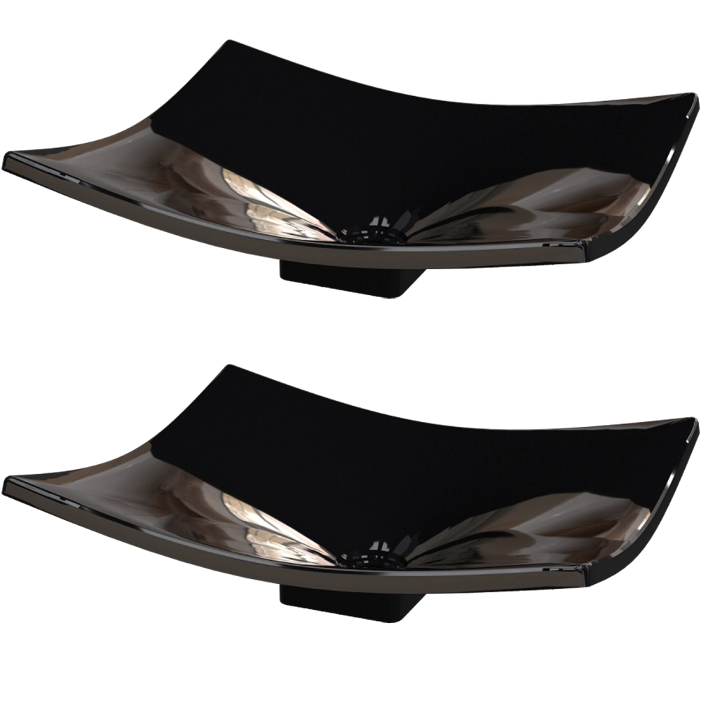 Kit 02 Cubas De Apoio Para Banheiro Lavabo C01 Folha F44 Preto - Lyam Decor