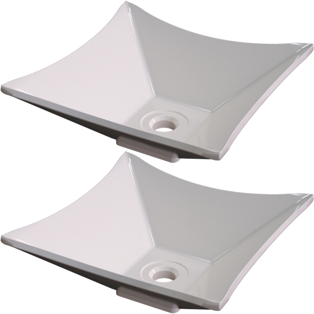 Kit 02 Cubas De Apoio Quadrada Lux Para Banheiro Lavabo C01 L30 Bege - Lyam Decor