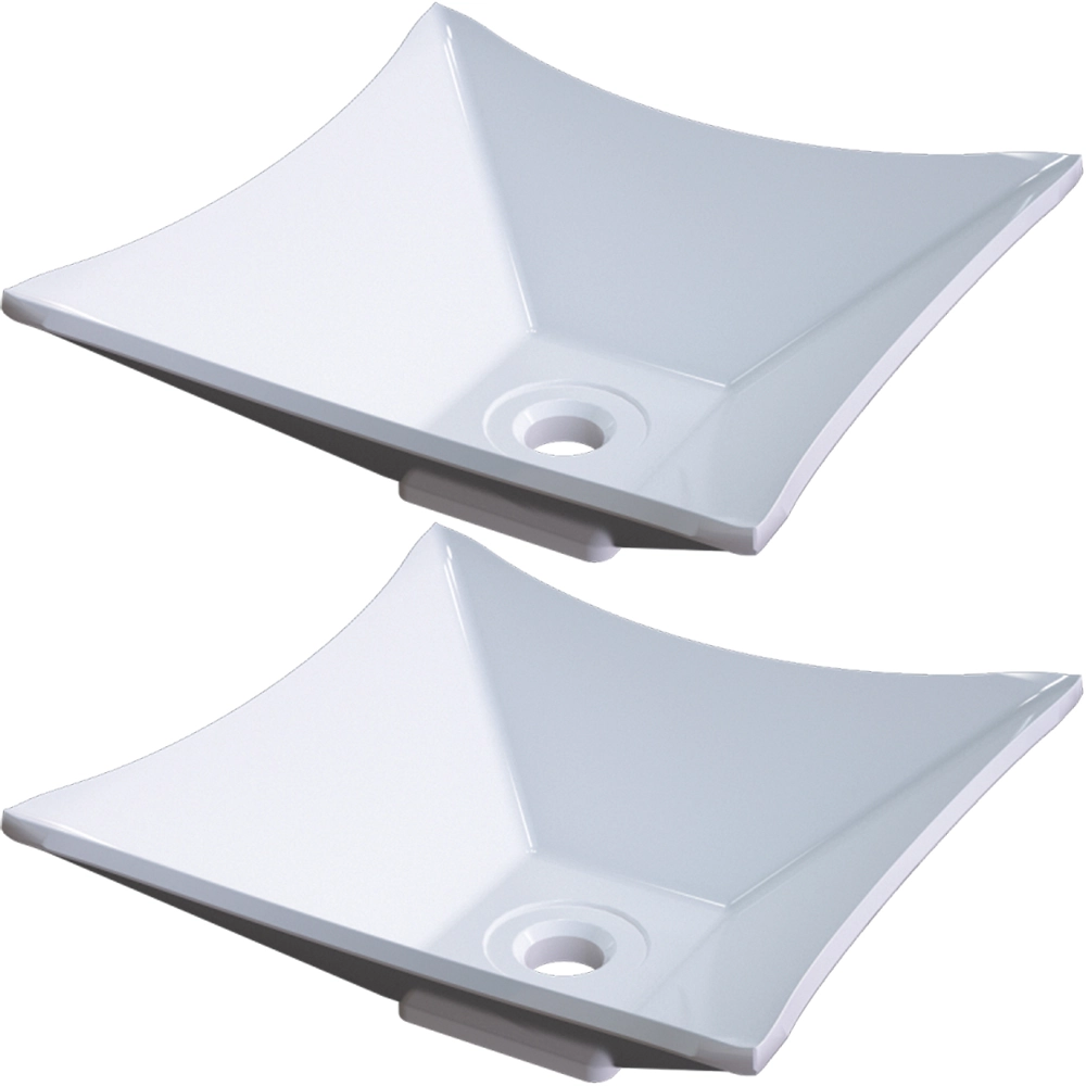Kit 02 Cubas De Apoio Quadrada Lux Para Banheiro Lavabo C01 L30 Branco - Lyam Decor
