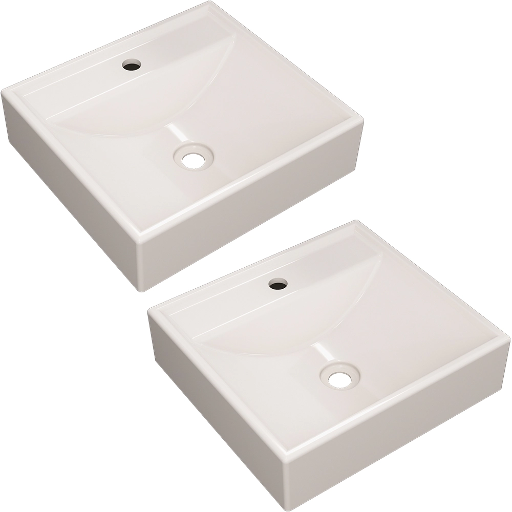 Kit 02 Cubas De Apoio Quadrada Para Banheiro Lavabo C01 Q39w Bege - Lyam Decor