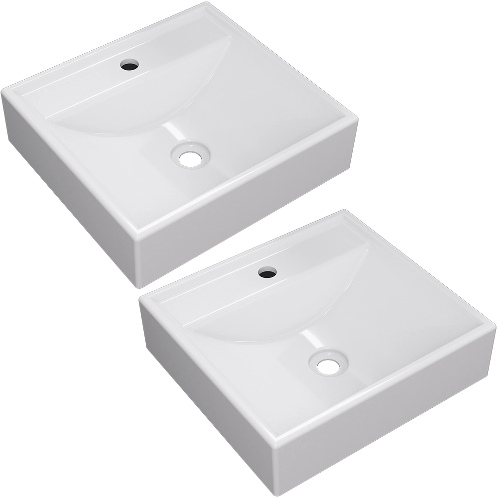 Kit 02 Cubas De Apoio Quadrada Para Banheiro Lavabo C01 Q39w Branco - Lyam Decor