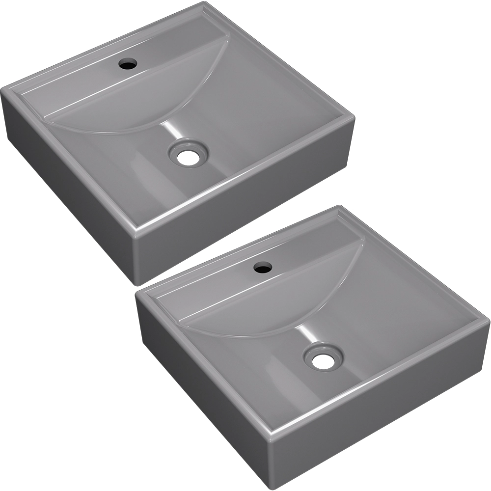 Kit 02 Cubas De Apoio Quadrada Para Banheiro Lavabo C01 Q39w Cinza - Lyam Decor
