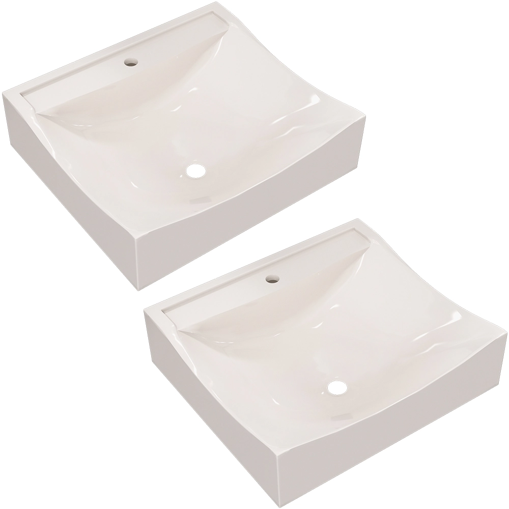 Kit 02 Cubas De Apoio Quadrada Para Banheiro Lavabo C01 Q440 Bege - Lyam Decor