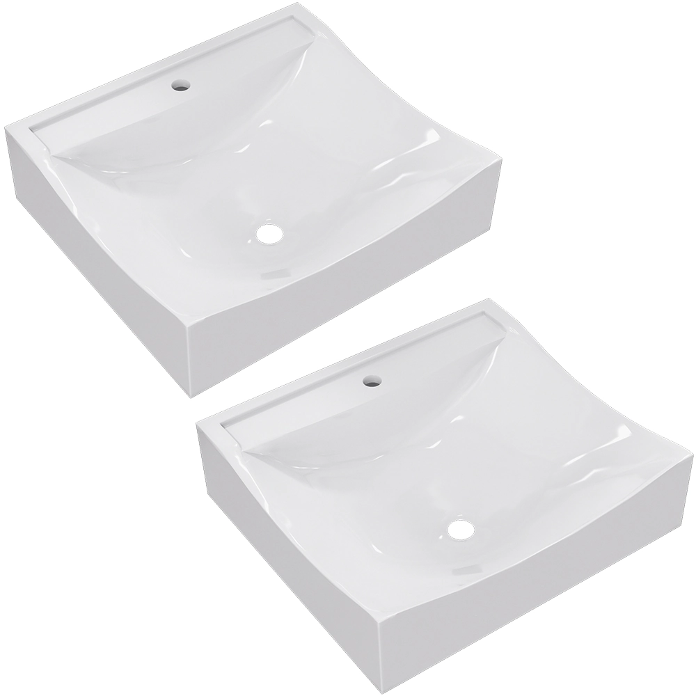 Kit 02 Cubas De Apoio Quadrada Para Banheiro Lavabo C01 Q440 Branco - Lyam Decor