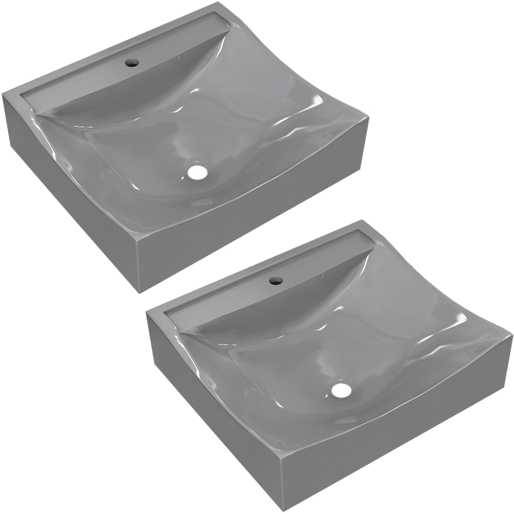 Kit 02 Cubas De Apoio Quadrada Para Banheiro Lavabo C01 Q440 Cinza - Lyam Decor