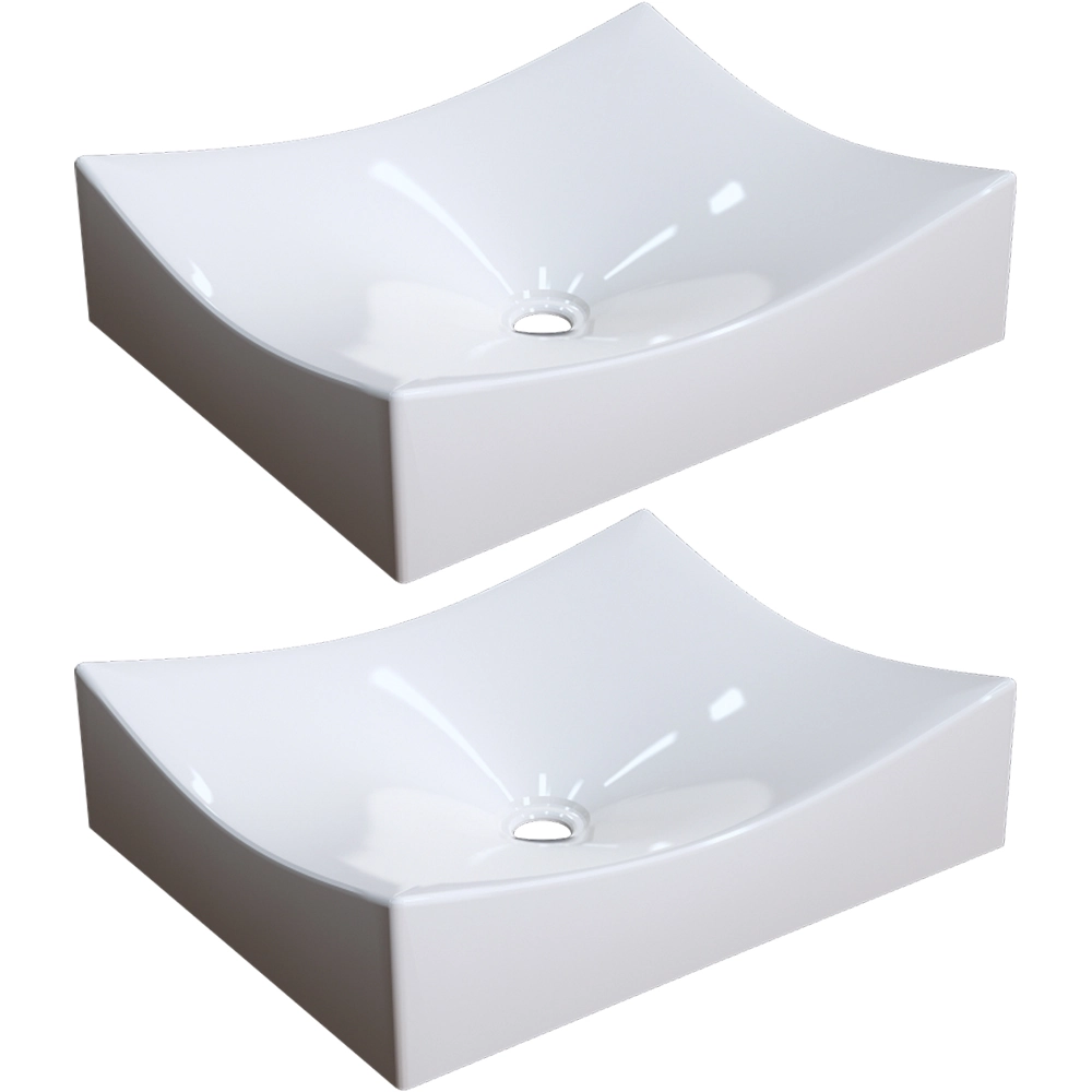 Kit 02 Cubas De Apoio Retangular Para Banheiro Lavabo C01 Ml44w Bege - Lyam Decor