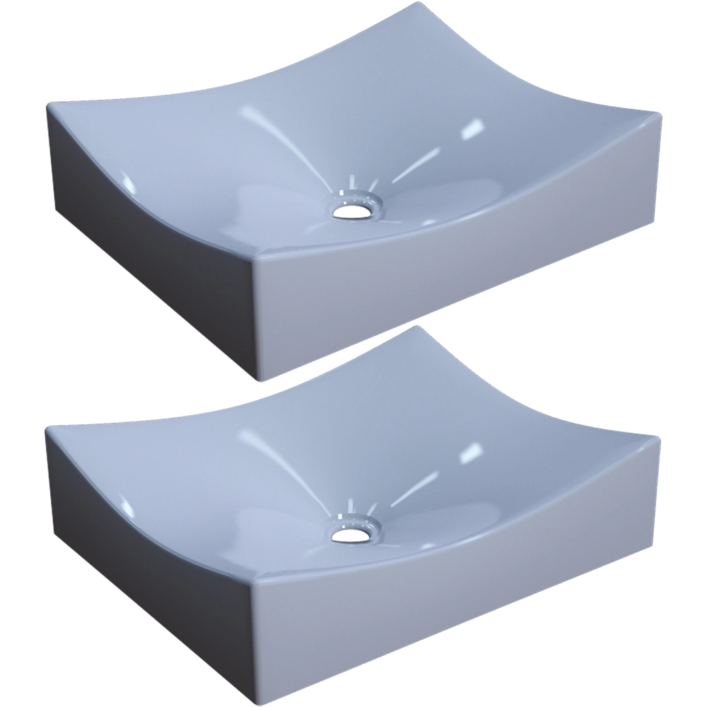 Kit 02 Cubas De Apoio Retangular Para Banheiro Lavabo C01 Ml44w Branco - Lyam Decor