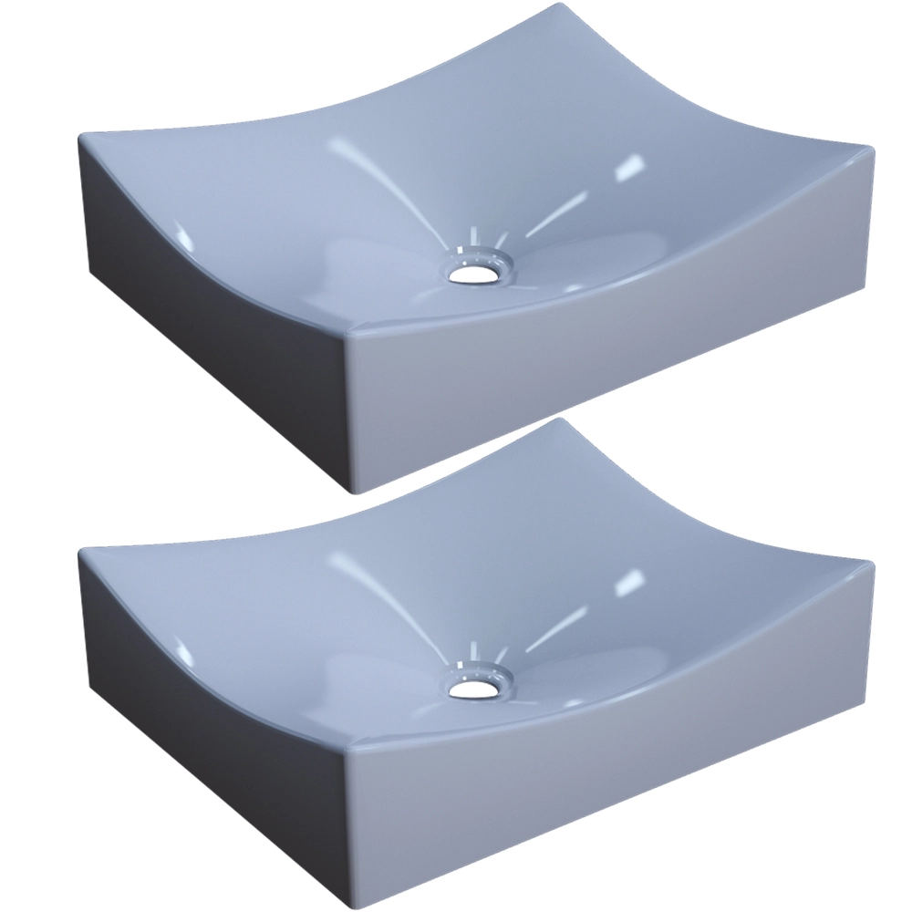 Kit 02 Cubas De Apoio Retangular Para Banheiro Lavabo C01 Ml44w Cinza - Lyam Decor