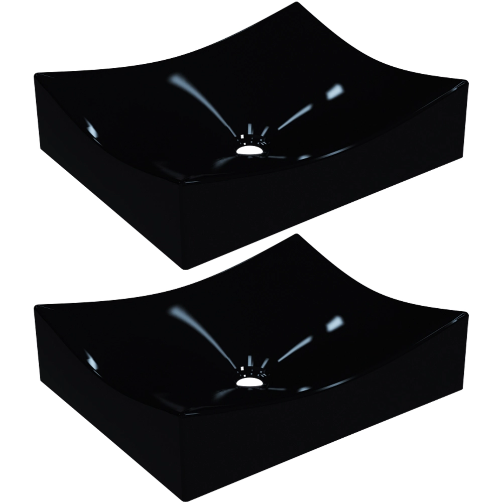 Kit 02 Cubas De Apoio Retangular Para Banheiro Lavabo C01 Ml44w Preto - Lyam Decor
