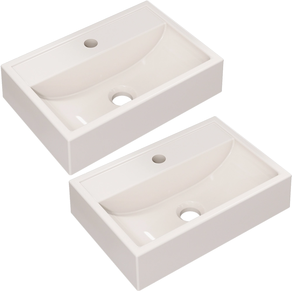 Kit 02 Cubas De Apoio Retangular Para Banheiro Lavabo C01 Q450 Bege - Lyam Decor
