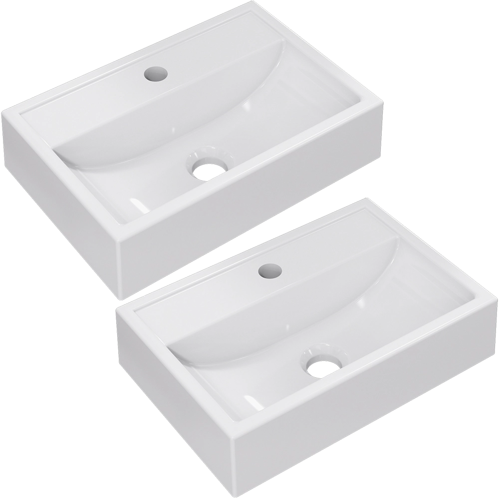 Kit 02 Cubas De Apoio Retangular Para Banheiro Lavabo C01 Q450 Branco - Lyam Decor
