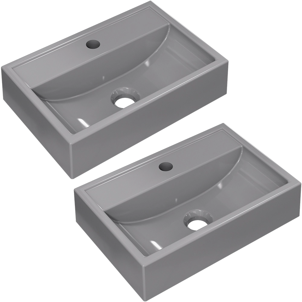 Kit 02 Cubas De Apoio Retangular Para Banheiro Lavabo C01 Q450 Cinza - Lyam Decor