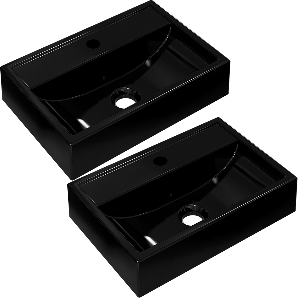 Kit 02 Cubas De Apoio Retangular Para Banheiro Lavabo C01 Q450 Preto - Lyam Decor