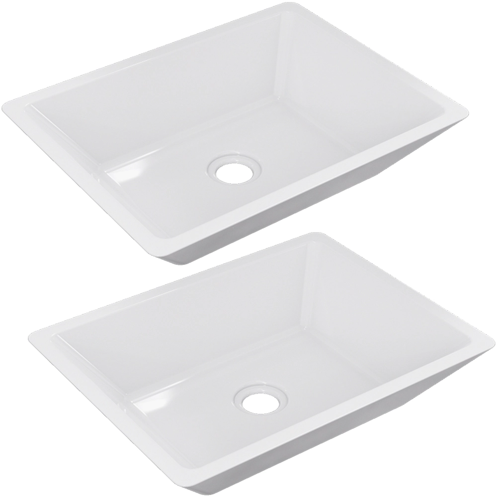 Kit 02 Cubas De Apoio Retangular Para Banheiro Lavabo C01 Rt45 Branco - Lyam Decor