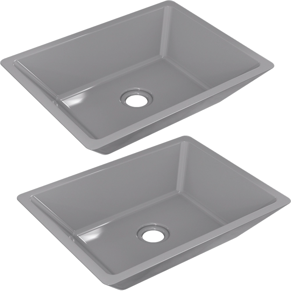 Kit 02 Cubas De Apoio Retangular Para Banheiro Lavabo C01 Rt45 Cinza - Lyam Decor
