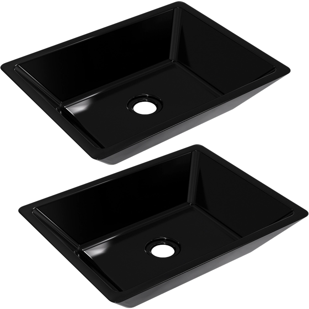 Kit 02 Cubas De Apoio Retangular Para Banheiro Lavabo C01 Rt45 Preto - Lyam Decor