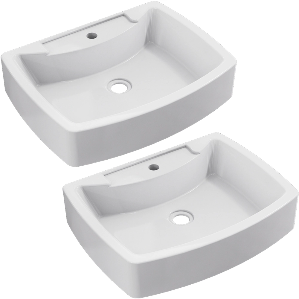 Kit 02 Cubas De Apoio Retangular Para Banheiro Lavabo C01 Rt50 Branco - Lyam Decor