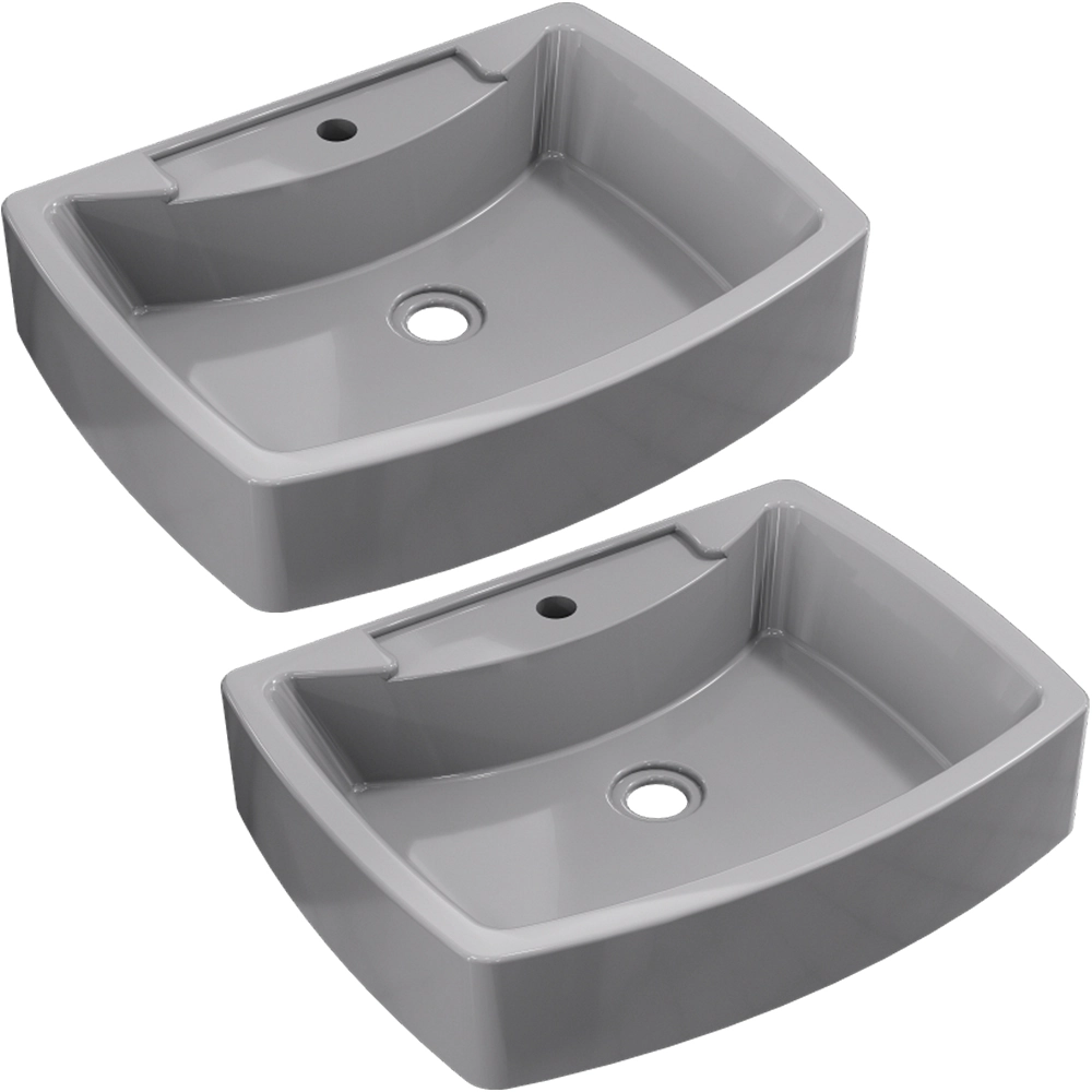 Kit 02 Cubas De Apoio Retangular Para Banheiro Lavabo C01 Rt50 Cinza - Lyam Decor