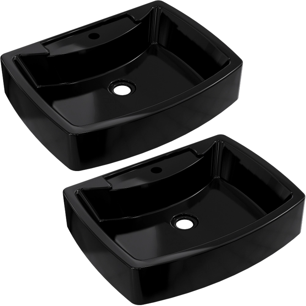Kit 02 Cubas De Apoio Retangular Para Banheiro Lavabo C01 Rt50 Preto - Lyam Decor