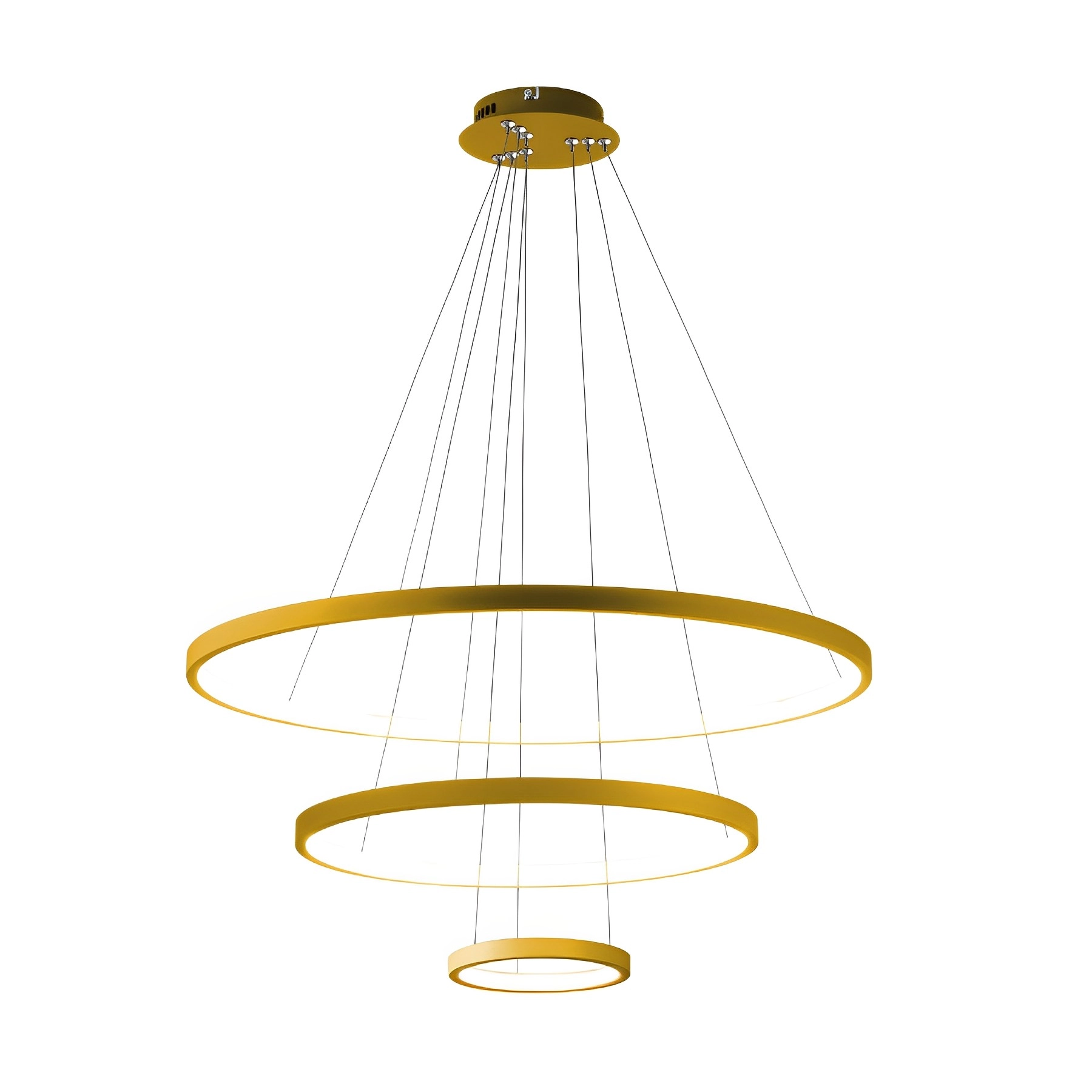 Pendente Redondo com LED Dourado Ring 3 Halos Luz Amarela SL Imports