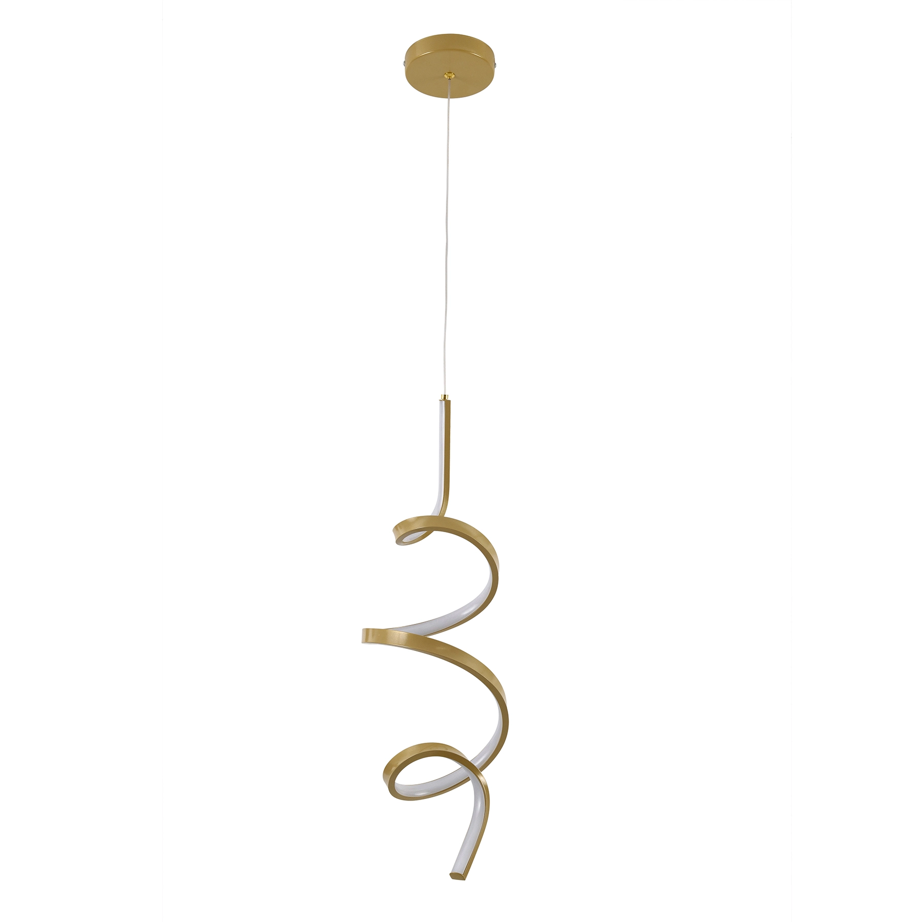 Pendente Espiral com LED Dourado Spin 50cm 18W Luz Amarela SL Imports