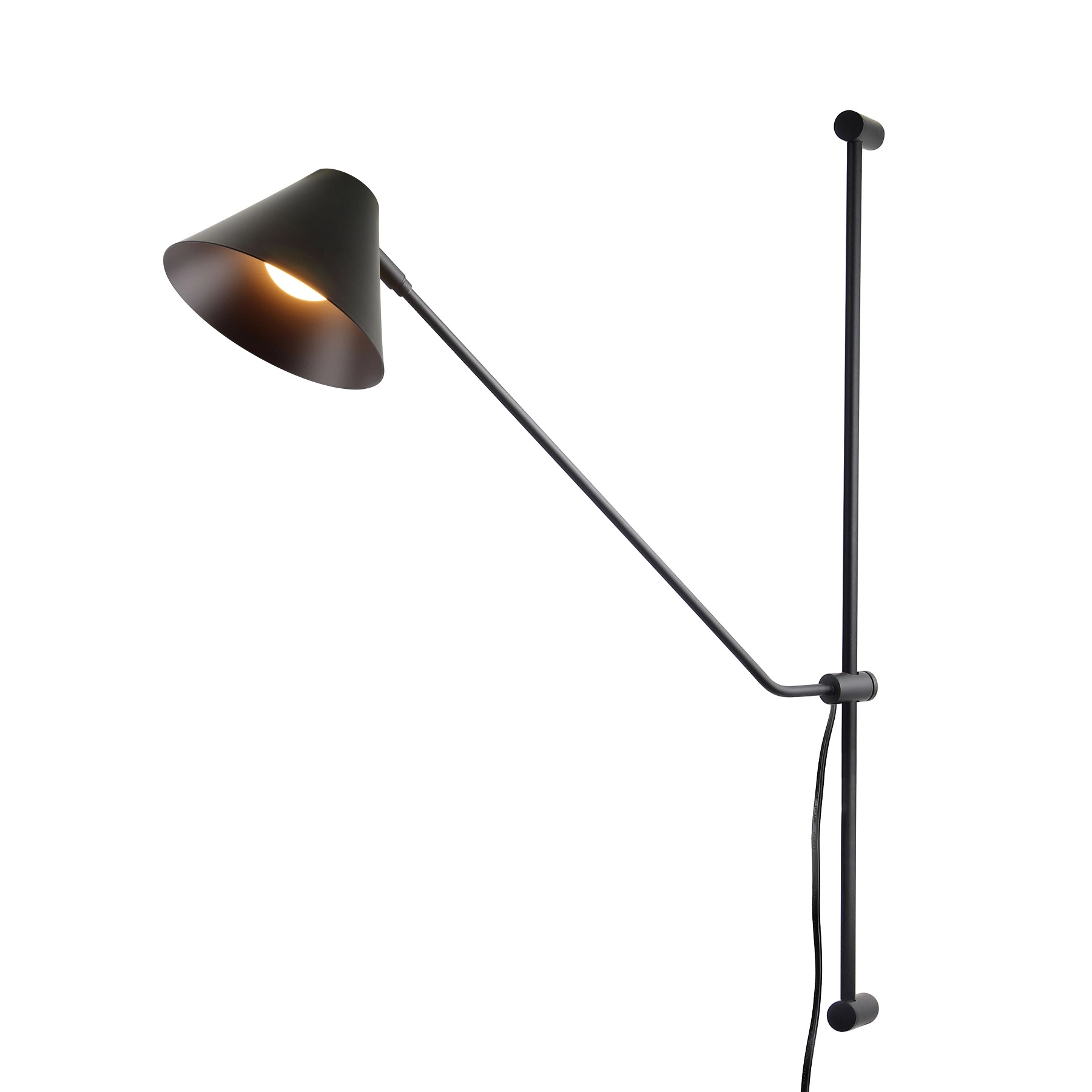 Arandela de Parede Interna Articulada com Fio IP20 Spot Line Preta Bivolt