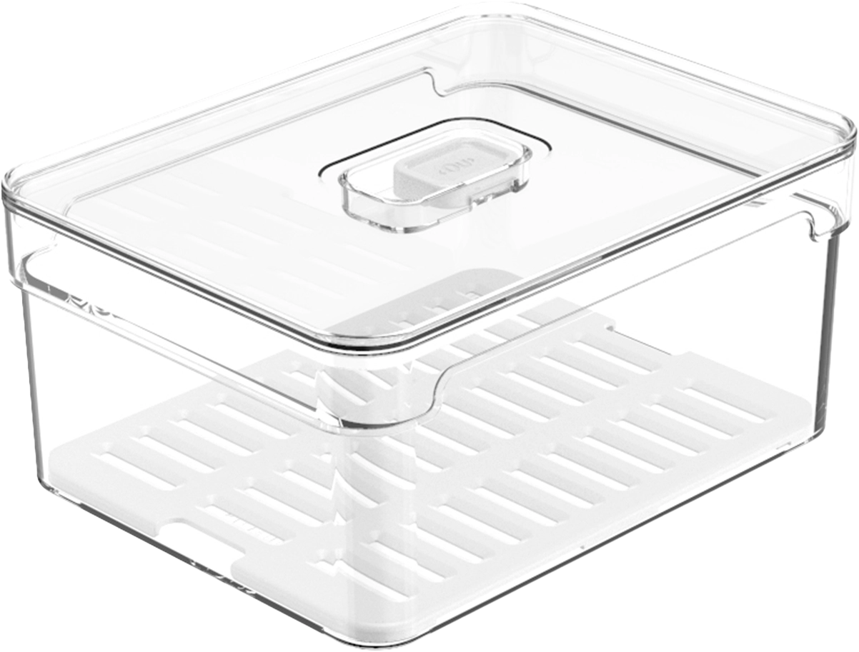Organizador De Geladeira 2,2L Organizador Clear Fresh Com Bandeja De Drenagem E Respiradouro OU