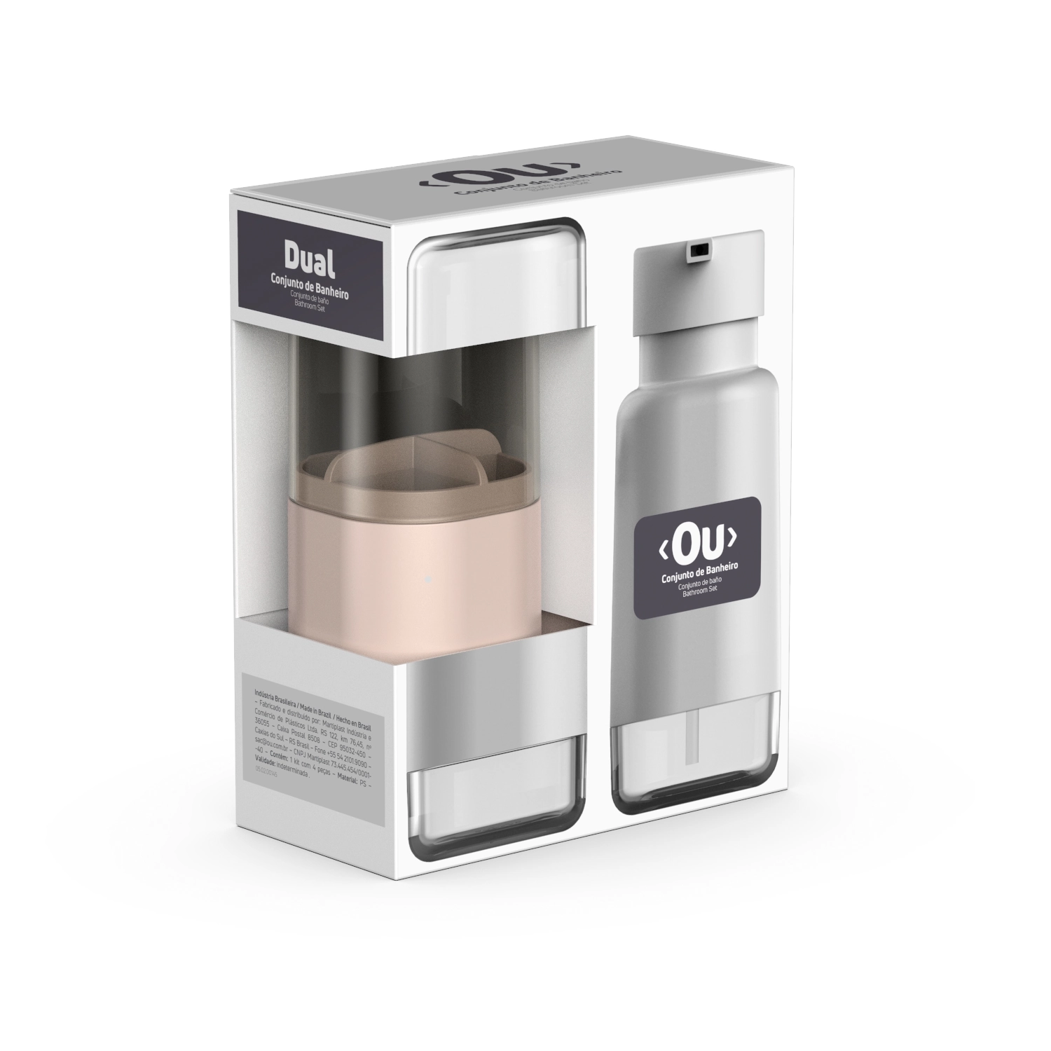Conjunto de Banheiro Dual Porta Escova Pasta e Sabonete - OU