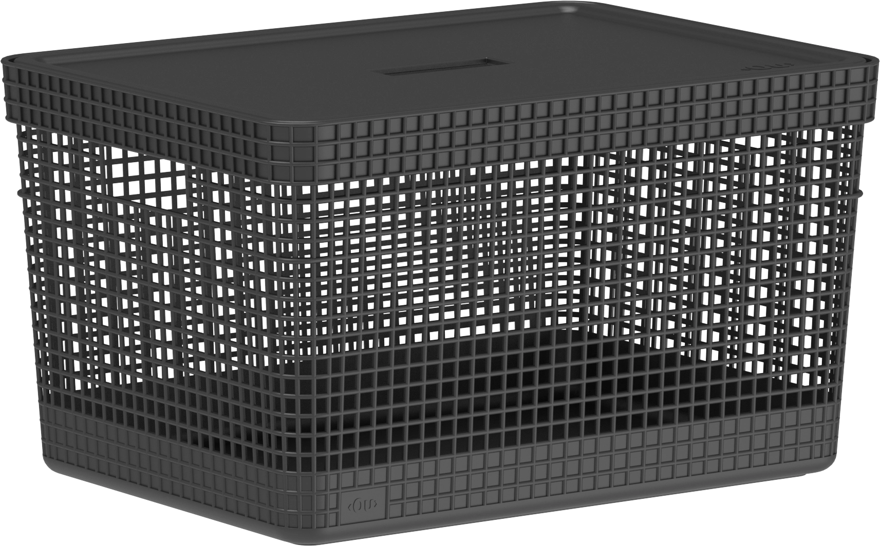 Cesto Organizador Grid Com Tampa 20l Cor Preta 28x38x22,2cm Ou