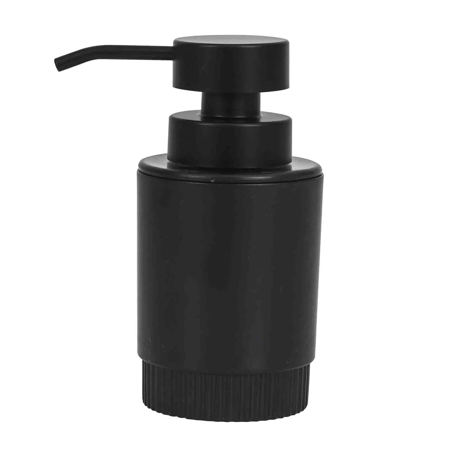 Porta Sabonete Líquido de Bancada para Banheiro 300ml Plástico Preto Fechado Dórica Ou