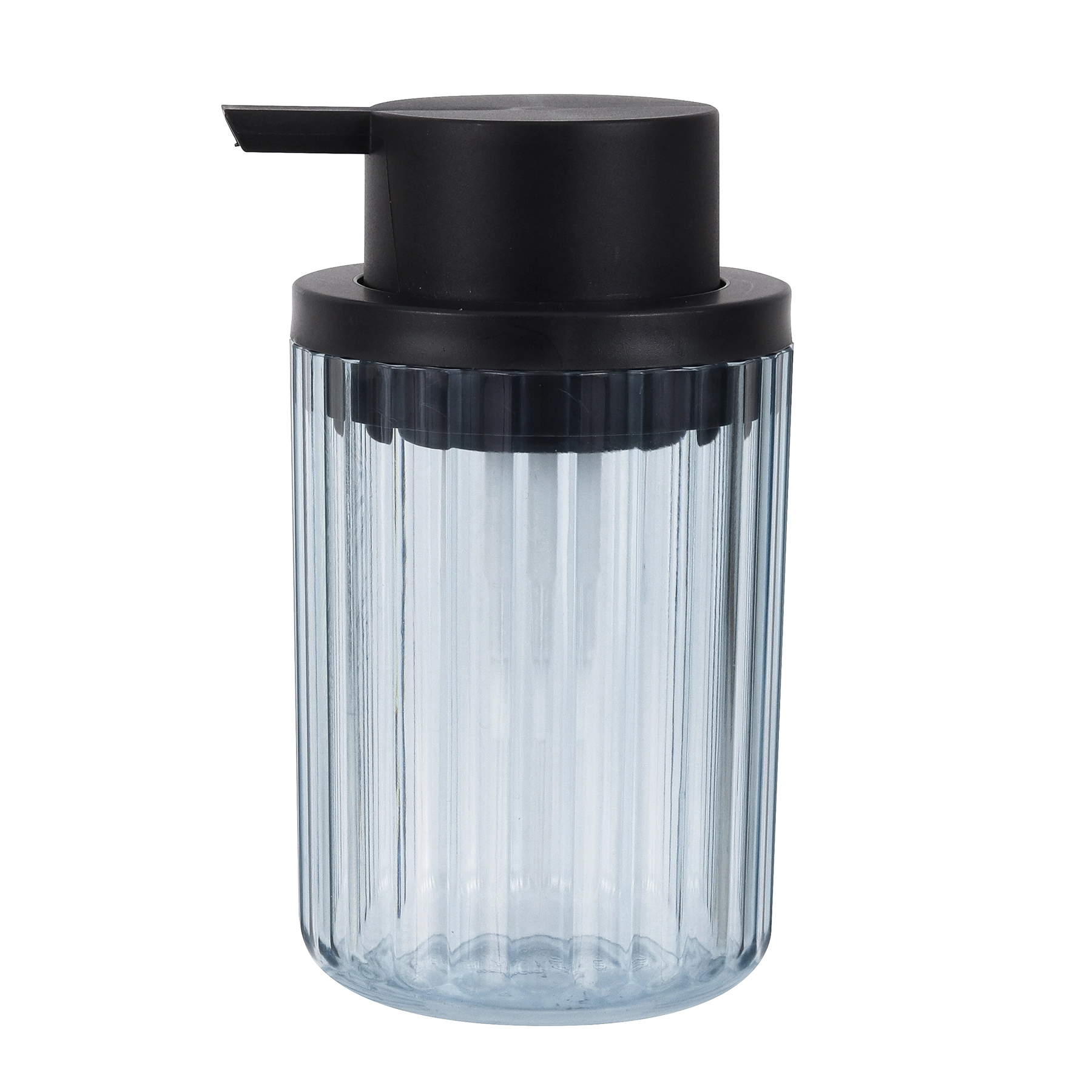 Porta Sabonete Líquido de Bancada para Banheiro 300ml Plástico Azul Glacial Translucido Groove Classic Ou