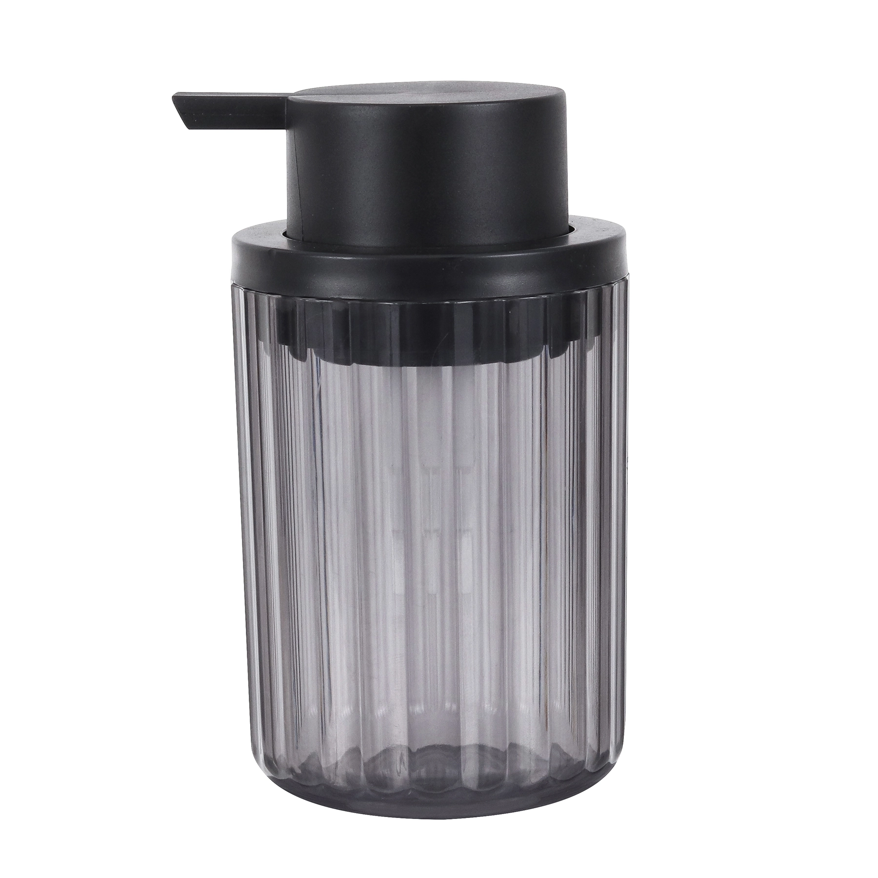 Porta Sabonete Líquido de Bancada para Banheiro 300ml Plástico Chumbo Translucido Groove Classic Ou