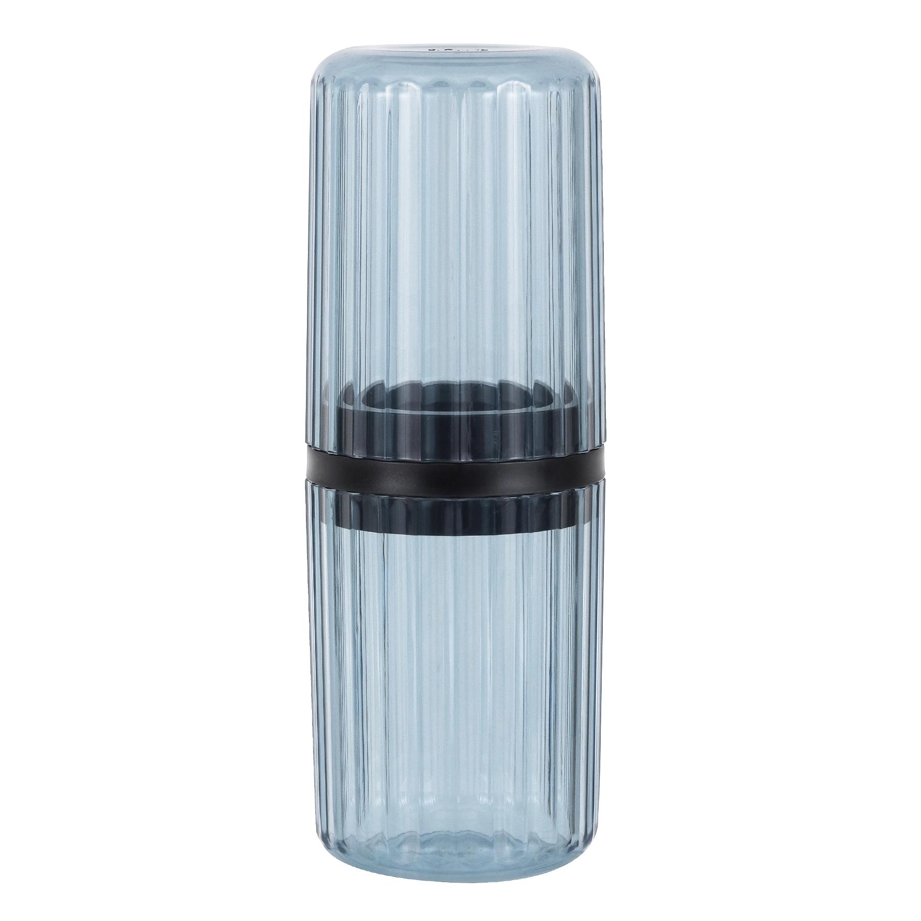 Porta Escova de Dente de Bancada para Banheiro Plástico Azul Glacial Translucido Groove Classic Ou