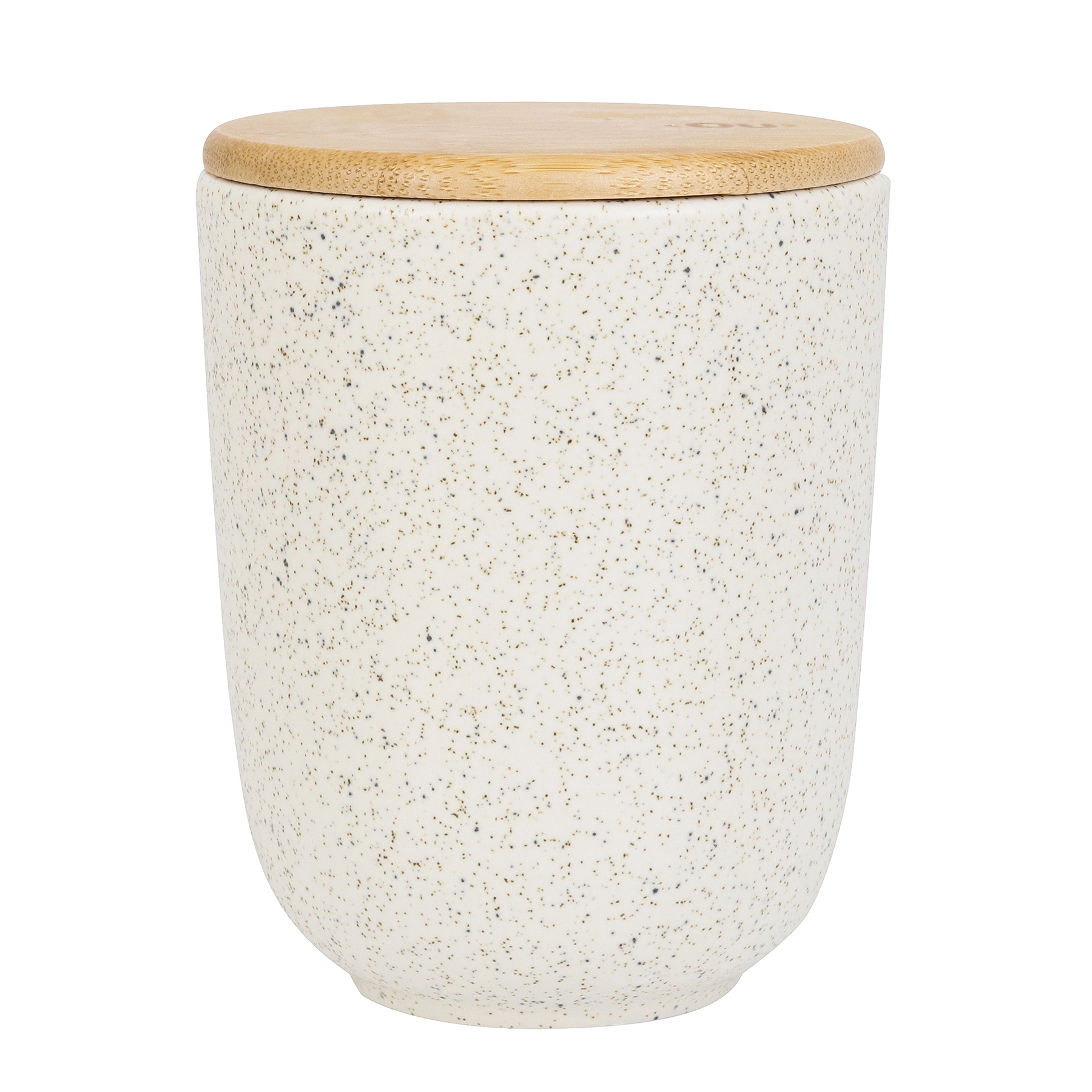Porta Algodão de Bancada para Banheiro Cerâmica e Bambu Branco Marmorizado Osaka Marble Martiplast