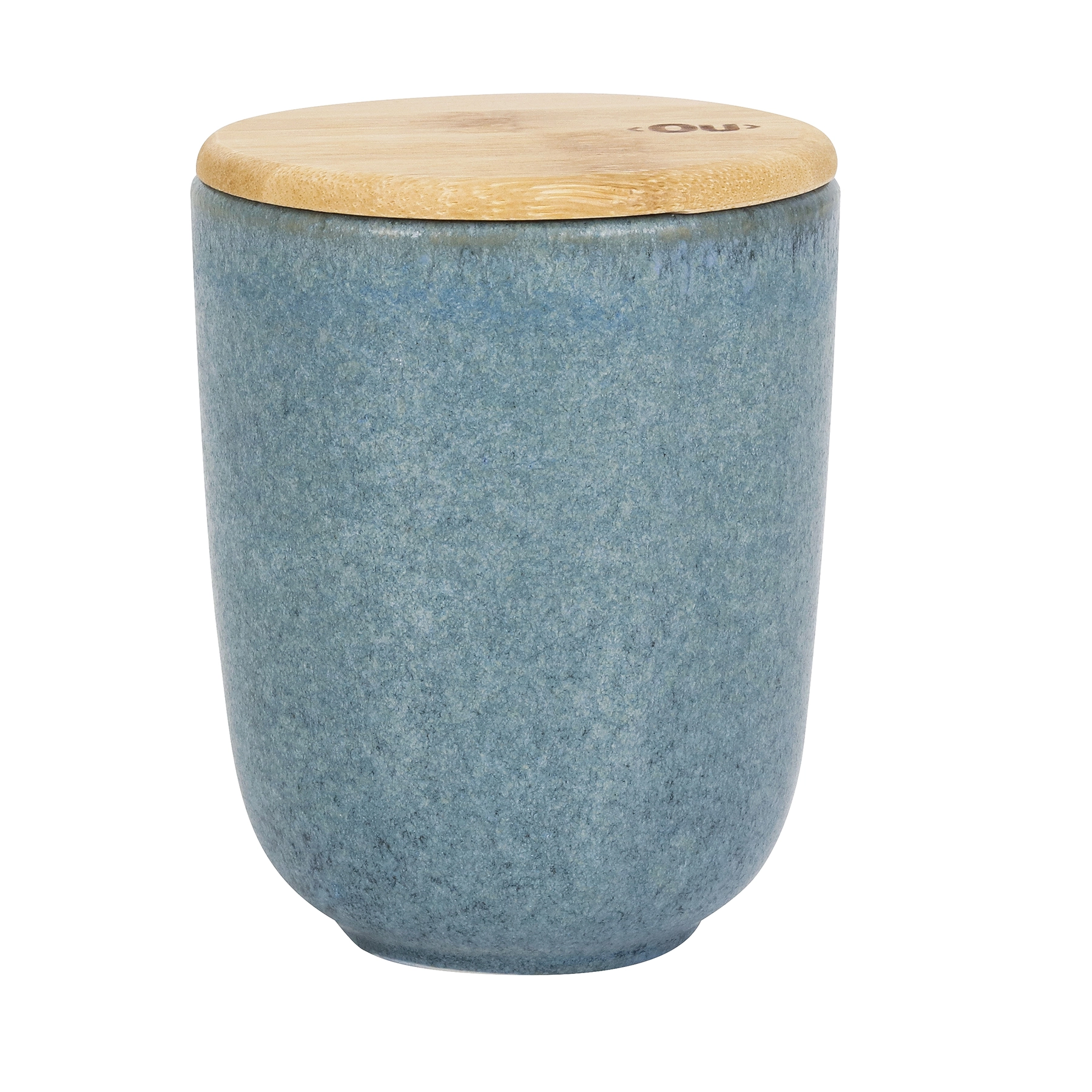 Porta Algodão de Bancada para Banheiro Cerâmica e Bambu Azul Marmorizado Osaka Marble Martiplast