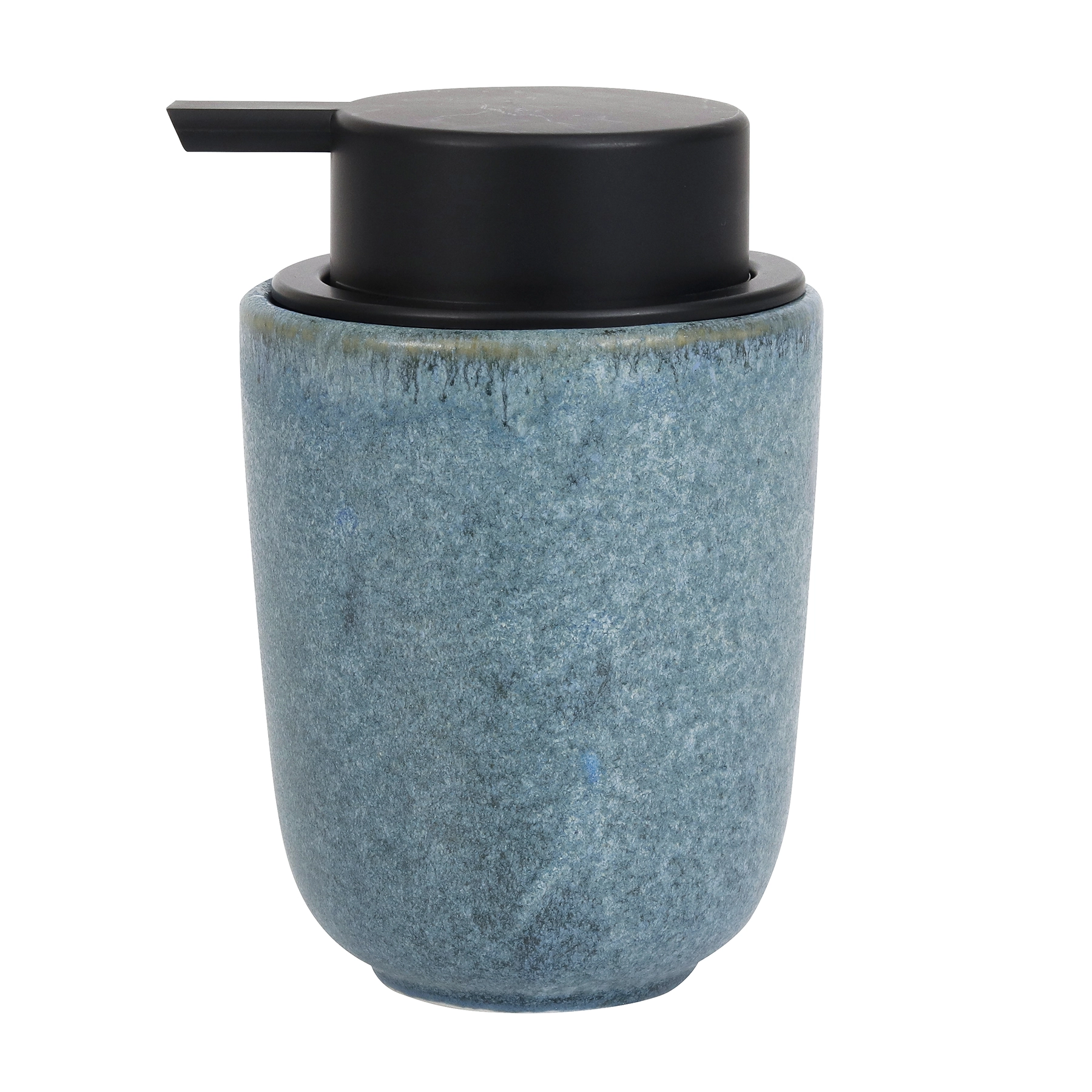 Porta Sabonete Líquido de Bancada para Banheiro 250ml Cerâmica Azul Marmorizado Osaka Marble Martiplast