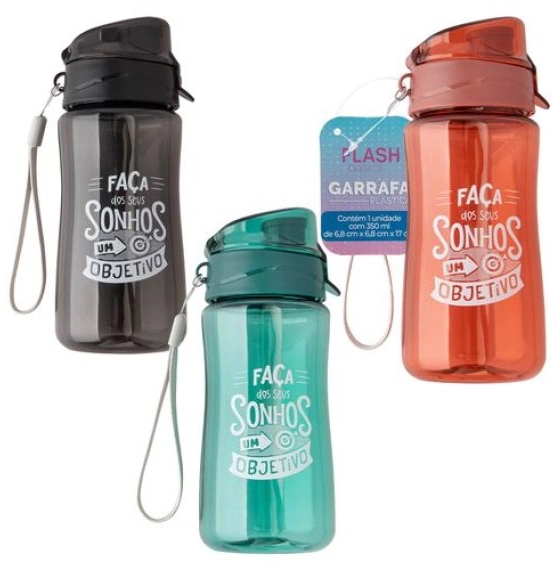 Flashgoods F5170 Garrafa 350ml Plastico Pc 6,5cm X 6,5cm X 17cm