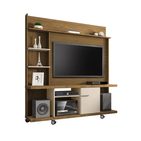Home Theater Taurus Ripado Cinamomo Com Off White – Bechara Móveis