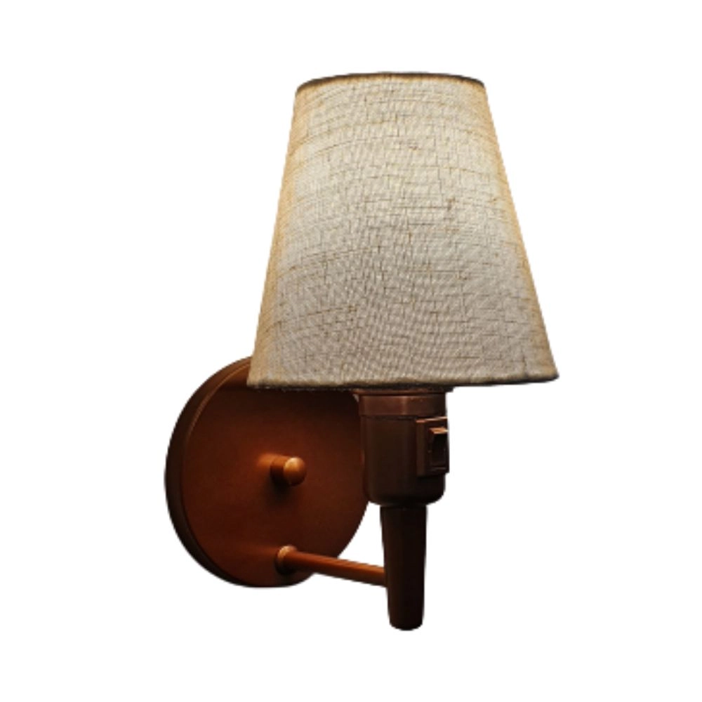 Arandela De Parede Vivare Md-2013 Cobre Com Interruptor Liga E Desliga Cúpula Em Tecido - Bivolt - 2004-cbrst - 127/220v