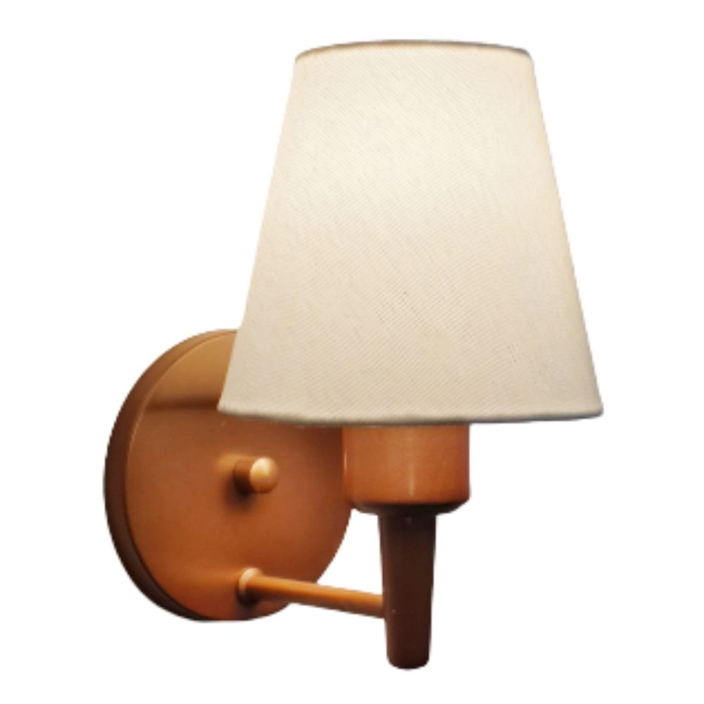 Arandela Cone Md-2004 Base Cobre Cúpula Em Tecido 14/14x07cm Branco - Bivolt