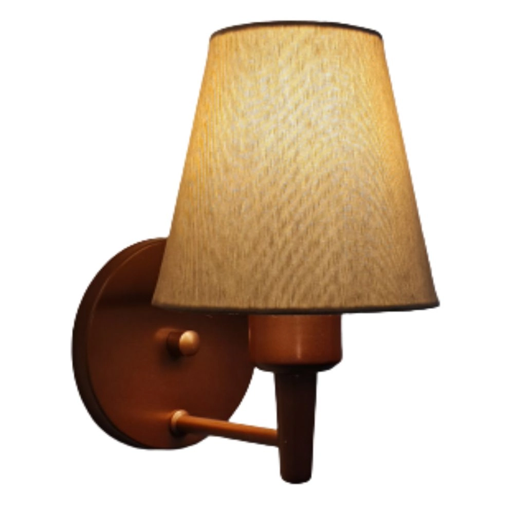 Arandela Cone Md-2004 Base Cobre Cúpula Em Tecido 14/14x07cm Palha - Bivolt