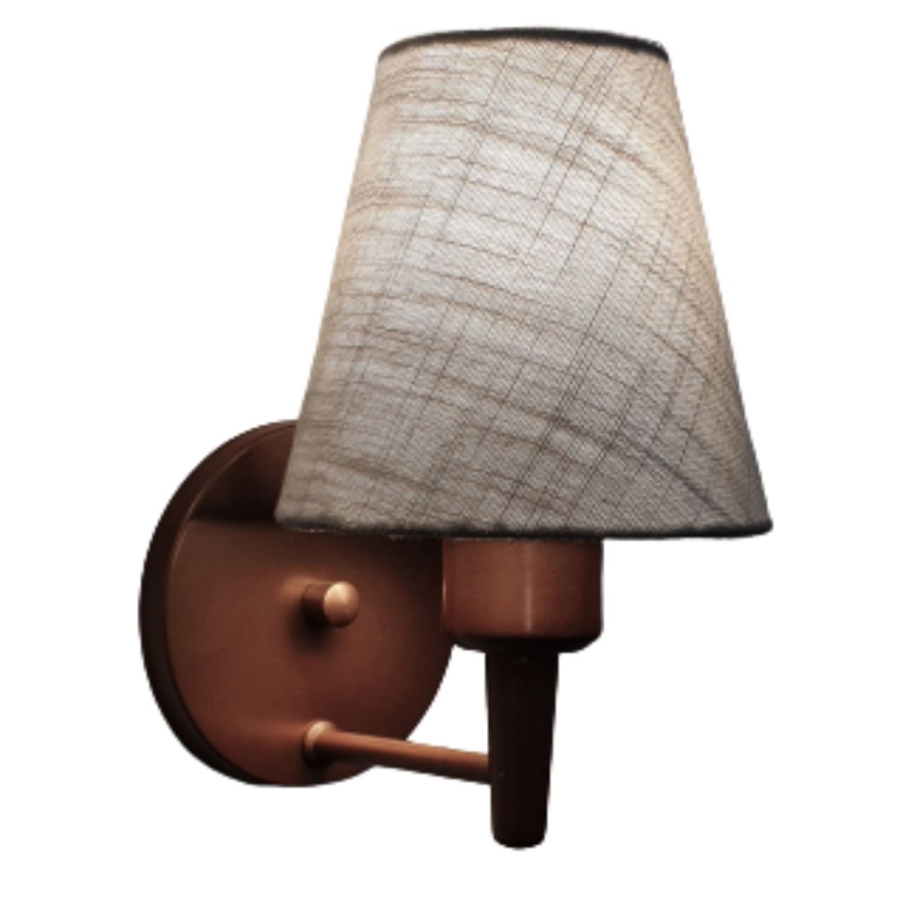 Arandela Cone Md-2004 Base Cobre Cúpula Em Tecido 14/14x07cm Rustico Cinza - Bivolt