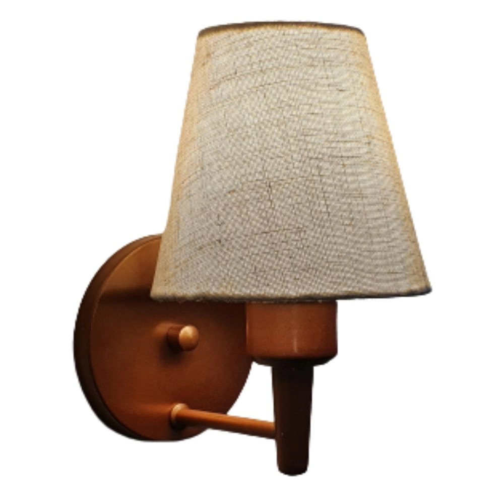 Arandela Cone Md-2004 Base Cobre Cúpula Em Tecido 14/14x07cm Rustico Bege - Bivolt
