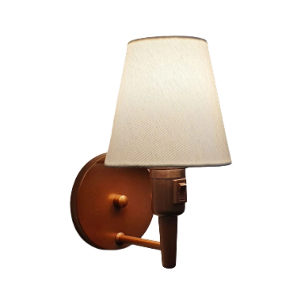 Arandela De Parede Vivare Md-2013 Cobre Com Interruptor Liga E Desliga Cúpula Em Tecido - Bivolt - 2004-crbr - 127/220v