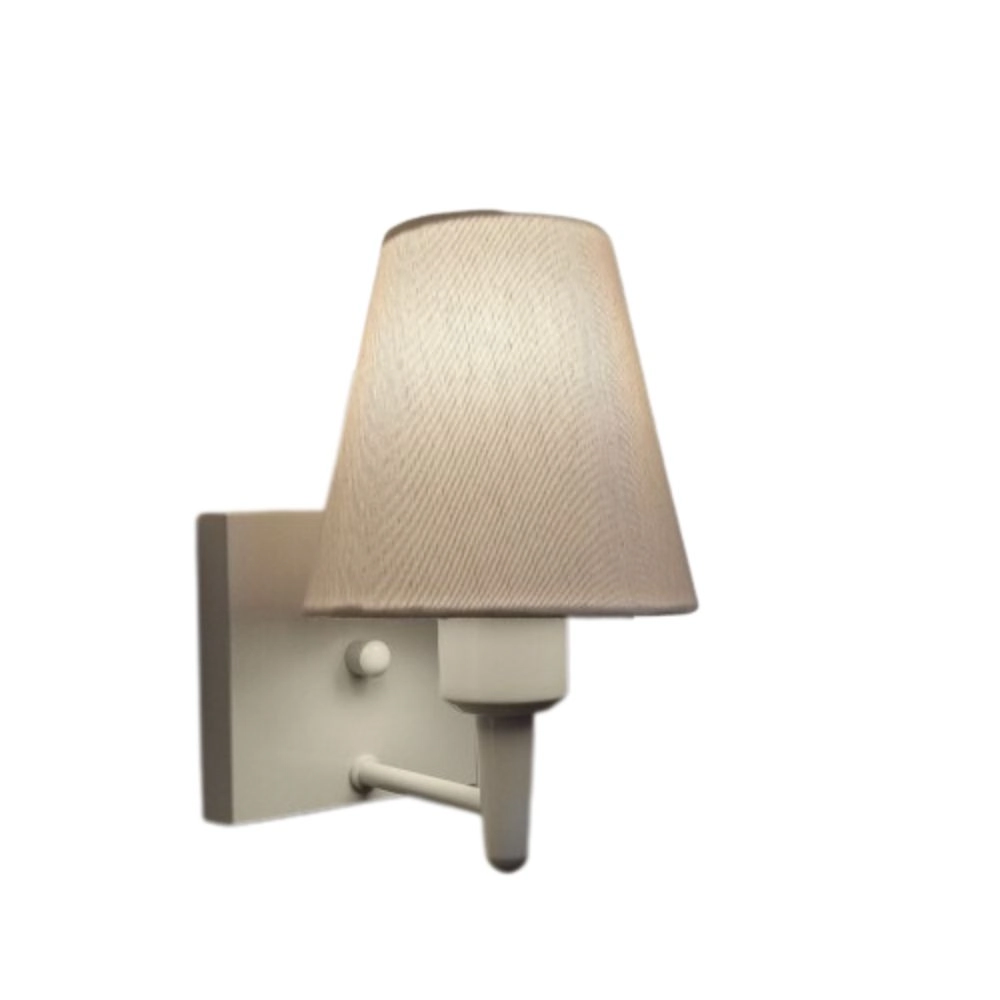 Arandela Quadrada Md-2034 Branco Cúpula Em Tecido Cone Branco - Bivolt