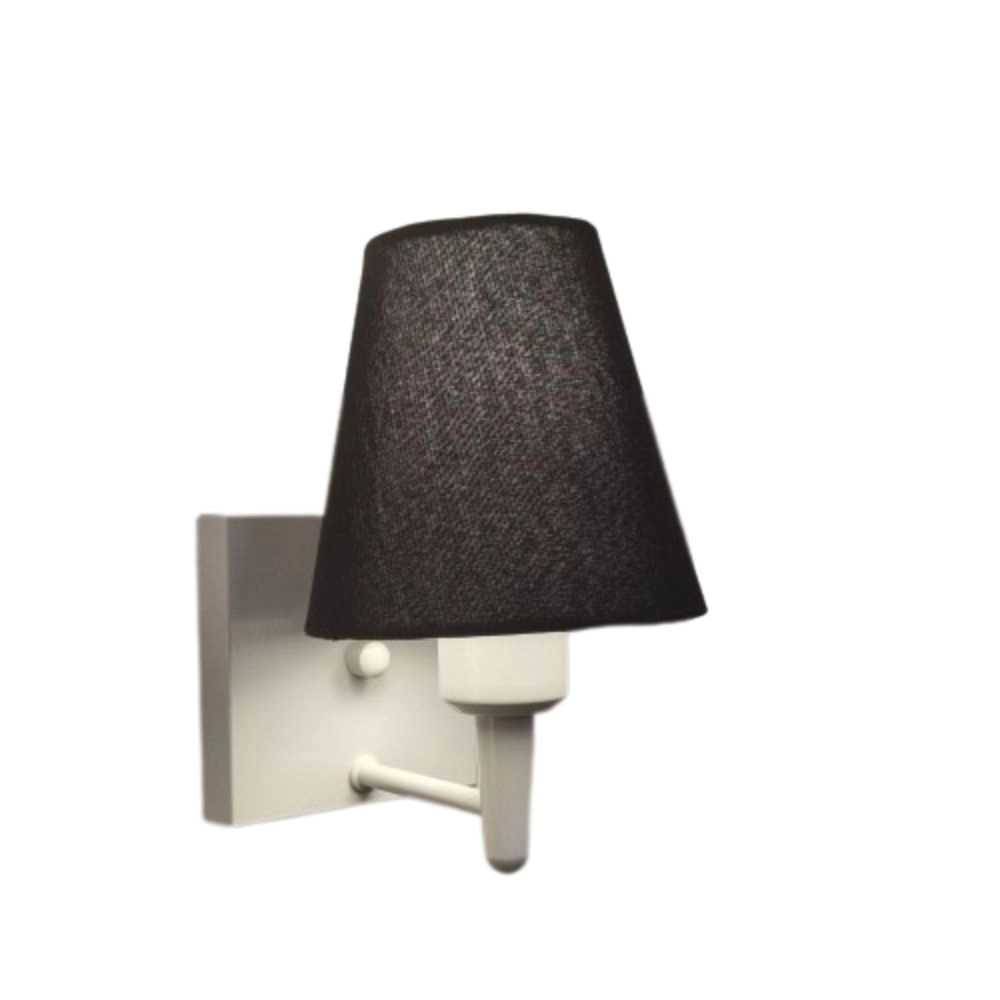 Arandela Quadrada Md-2034 Branco Cúpula Em Tecido Cone Preto - Bivolt