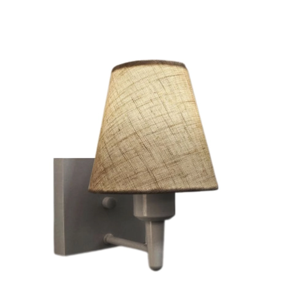 Arandela Quadrada Md-2034 Cinza Cúpula Em Tecido Cone Rustico Bege - Bivolt