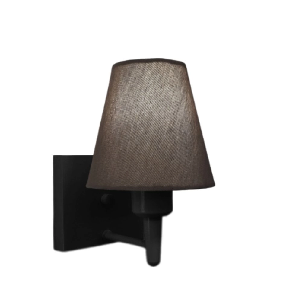 Arandela Quadrada Md-2034 Preto Cúpula Em Tecido Cone Cinza Escuro - Bivolt