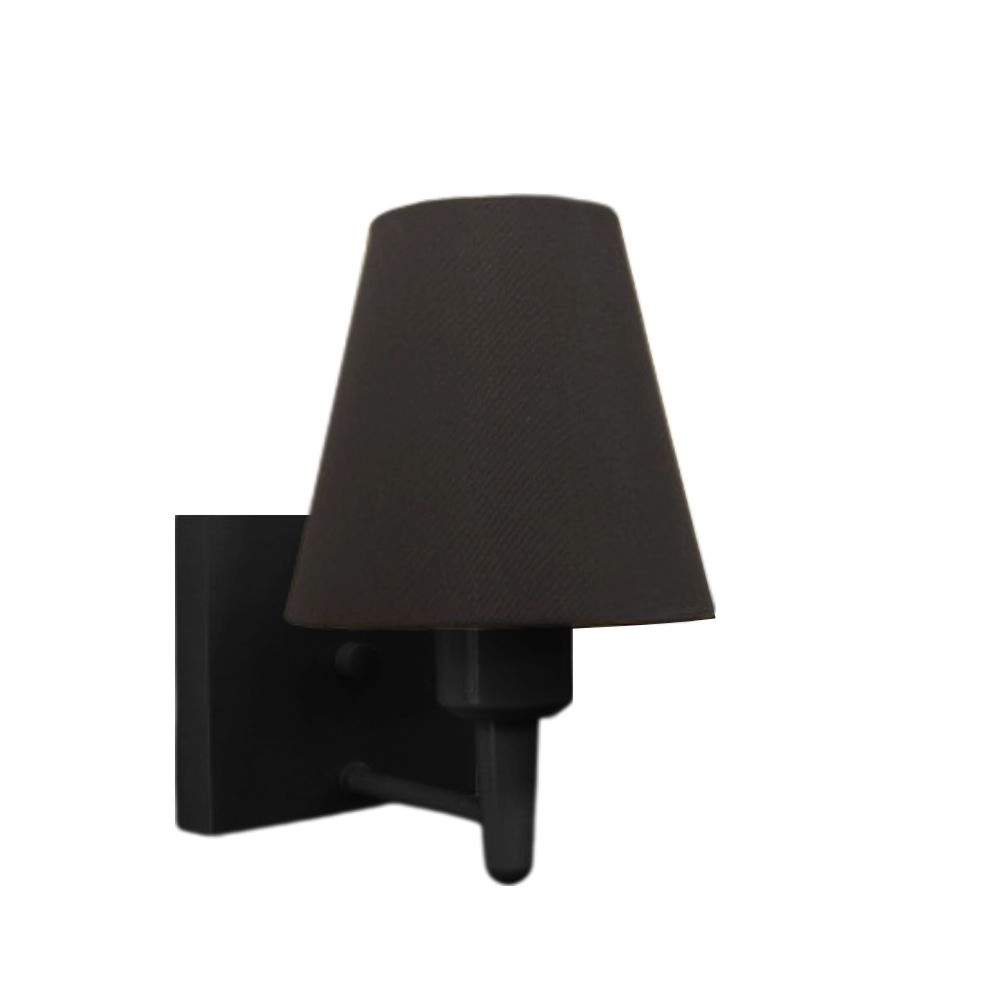 Arandela Quadrada Md-2034 Preto Cúpula Em Tecido Cone Preta - Bivolt