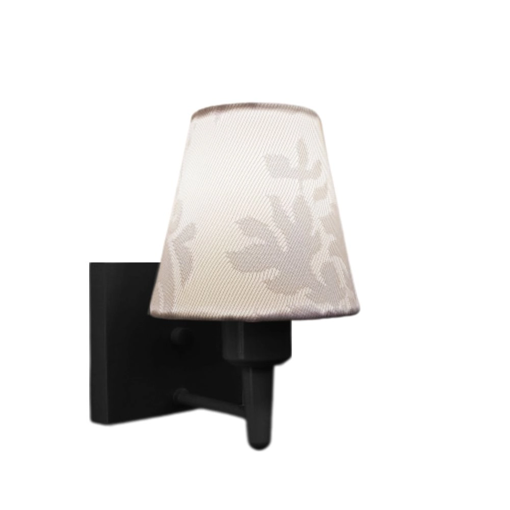 Arandela Quadrada Md-2034 Preto Cúpula Em Tecido Cone Renda Branco - Bivolt